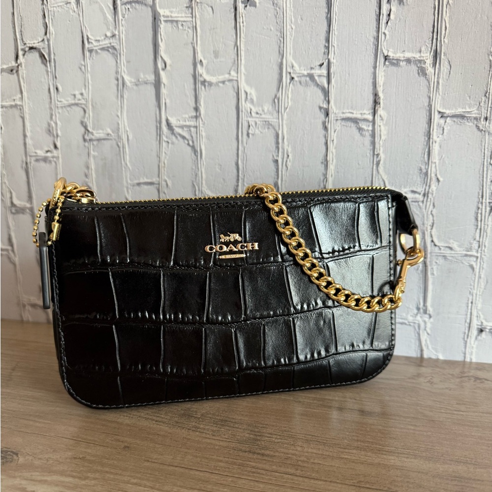 Coach Black Croc-Embossed Nolita 19